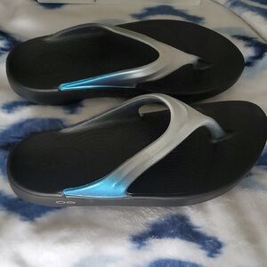 Black and Blue Flip Flops